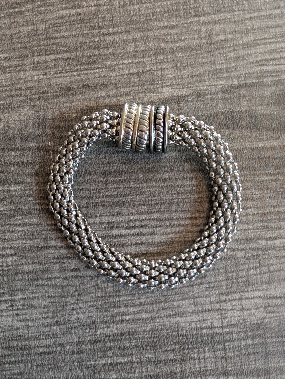 Silver-Tone Braided Magnetic Closure Bracelet